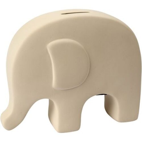 Spaarolifant, h: 14 cm, l: 16,7 cm, wit