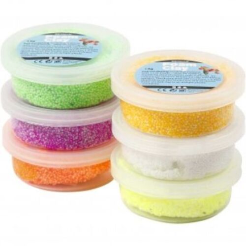 Foam Clay Mini pakket , 6 x 14 gr kleurenmix + 3 isomooi basisfiguurtjes