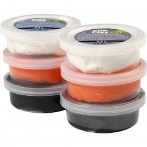 Silk Clay®, wit, oranje, zwart, Halloween, 6x14gr