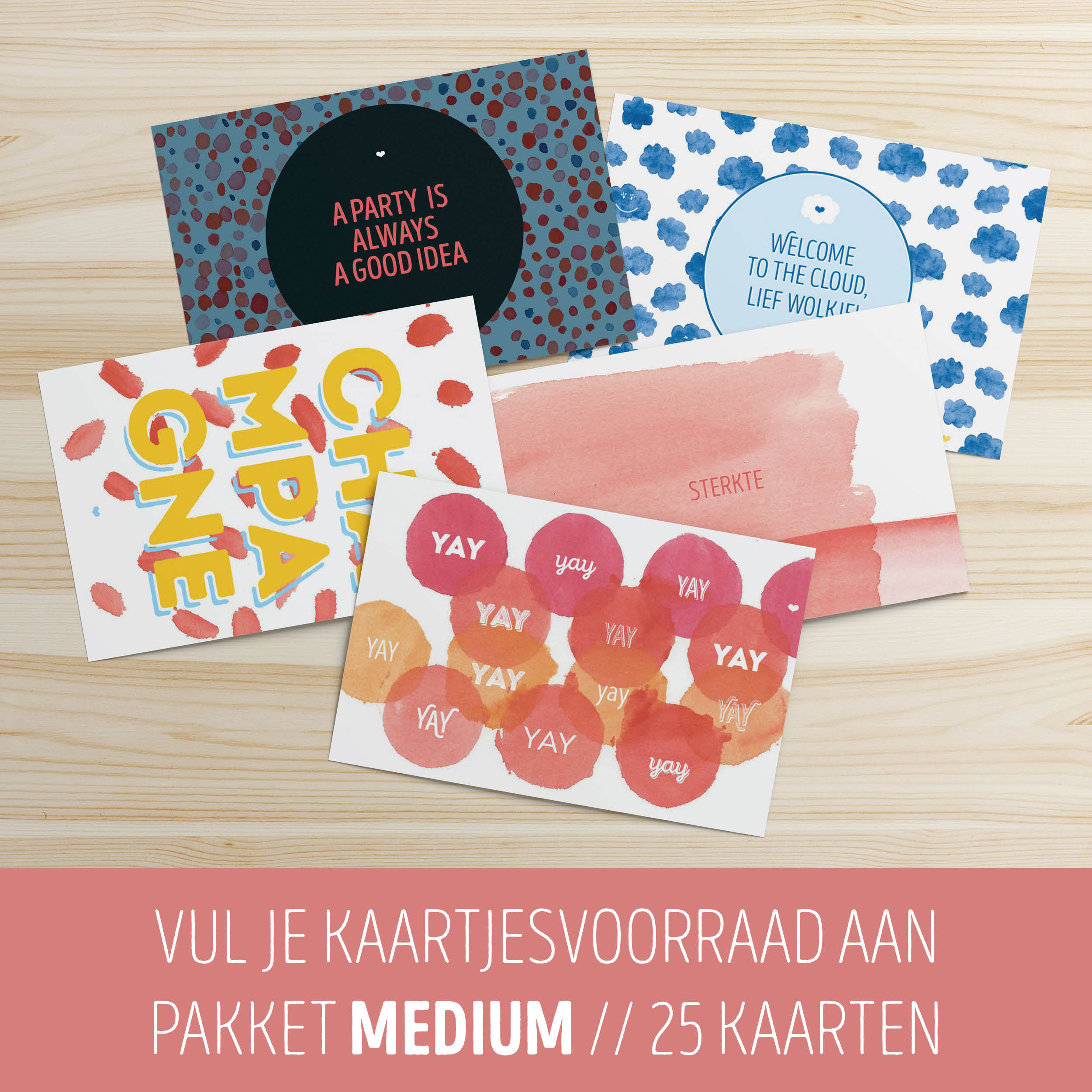 Kaartjesvoorraadpakket Medium // 25 kaarten