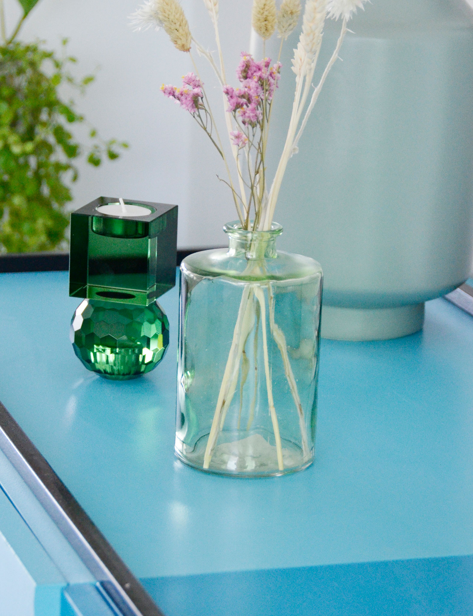 Glazen groene bloemenvaas