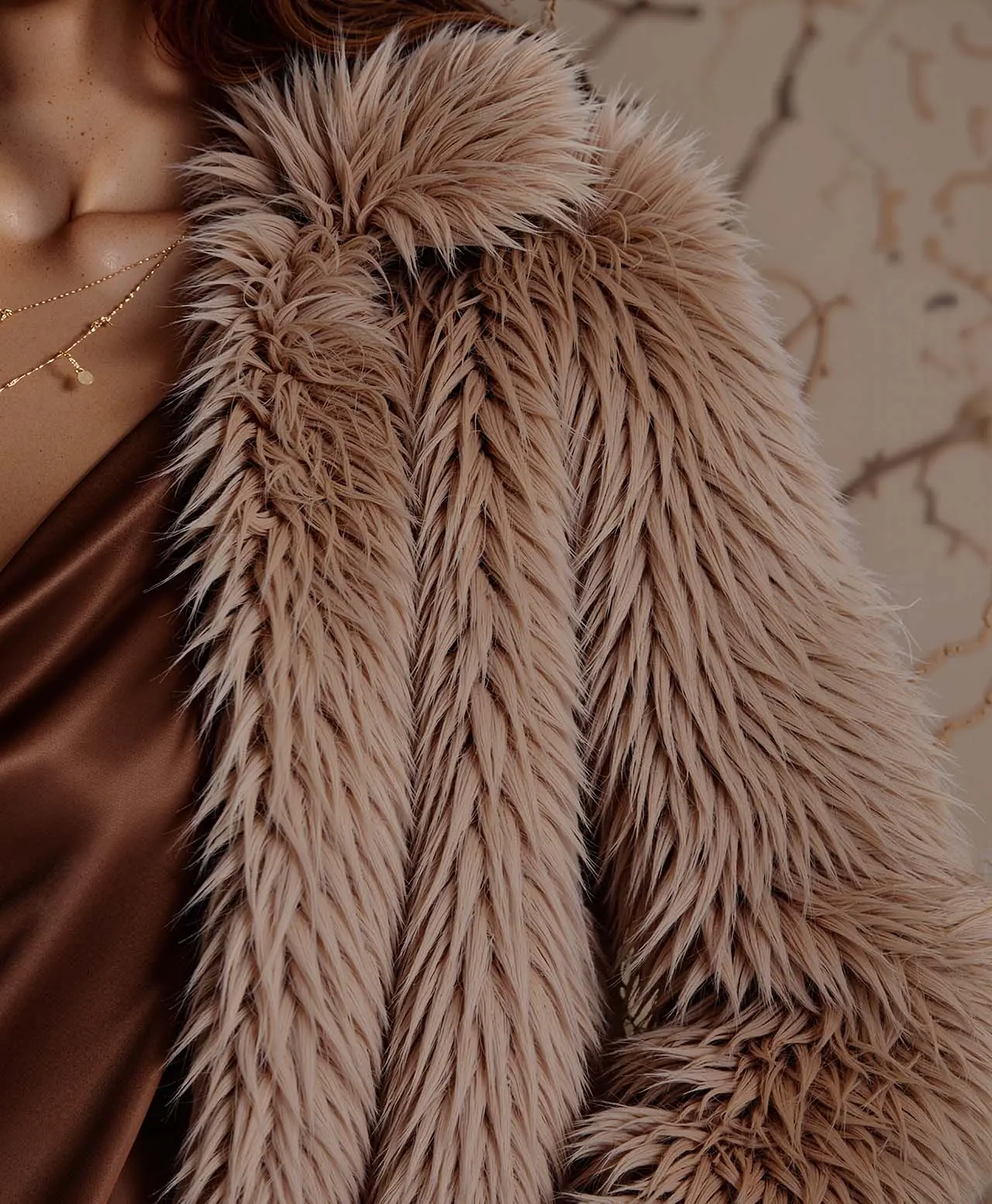 Walnut Satin Draped Elegance Look