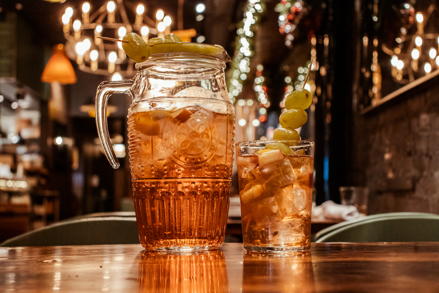 Lil' Ba-Ba-Reeba!'s Cava Sangria with grape skewers available on New Year's Eve.