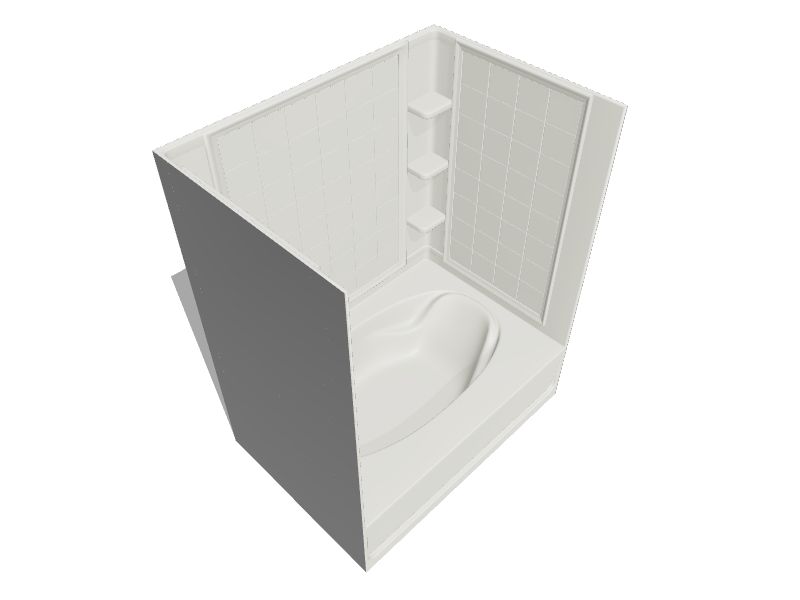 Sterling Ensemble AFD 42in x 60in x 74in Biscuit 4Piece Bathtub and