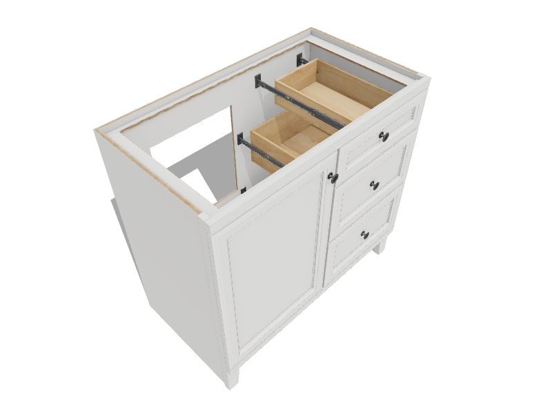 Diamond NOW Calhoun 36in White Bathroom Vanity Base without Top in the Bathroom