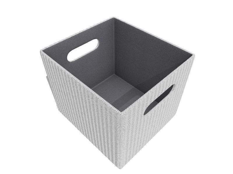 Allen + Roth Herringbone 7.13-in W x 5.5-in H x 10.69-in D Gray Fabric Bin | HD-141114