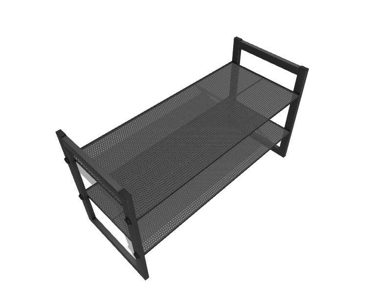 Graphite 2-Tier Metal Shoe Rack