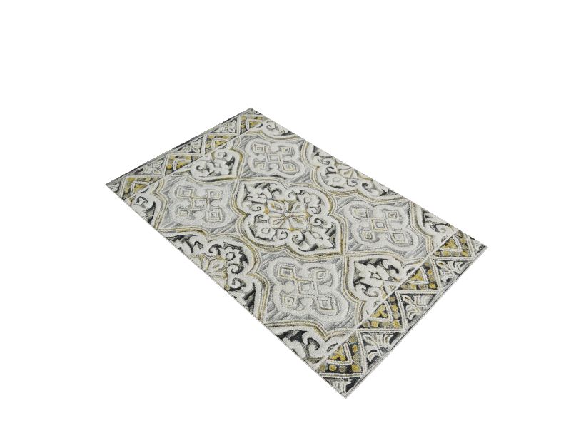 allen + roth CATLEY 5 x 8 Wool Greycharcoal Indoor Medallion French