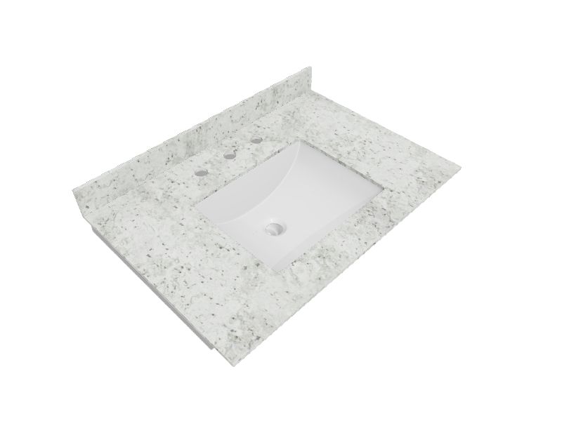 Bestview 37in Glacier White Granite Single Sink Bathroom Vanity Top at