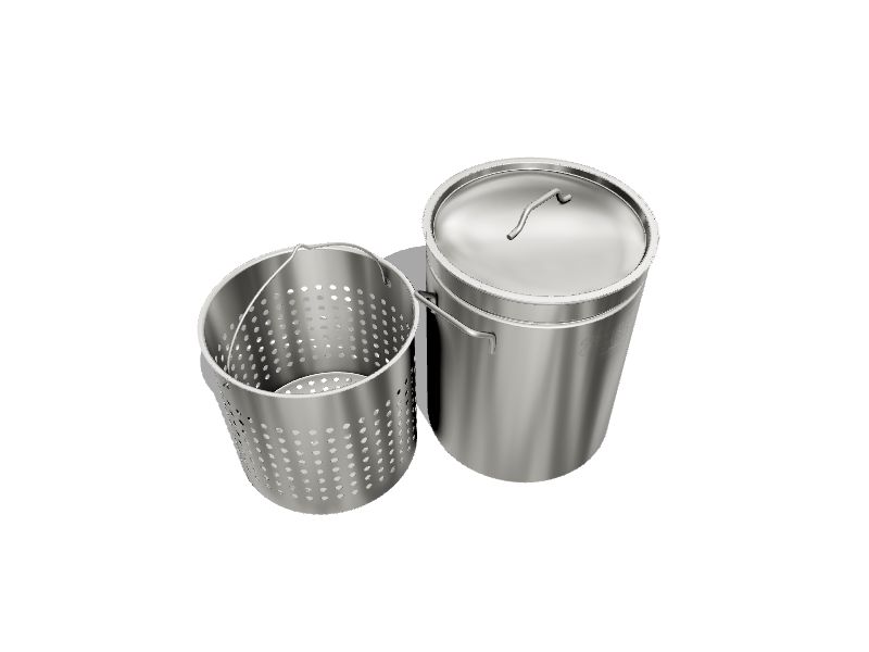 Bayou Classic 62-Quart Stainless Steel Stock Pot and Basket in the