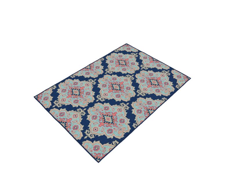 allen + roth 5 x 7 Navy Indoor/Outdoor Floral/Botanical Moroccan Area Rug  at