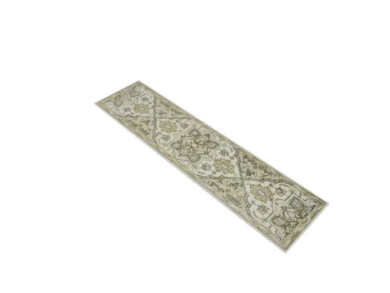 allen + roth Brookford 2 x 8 Wool Ivory Soft Green Indoor Medallion