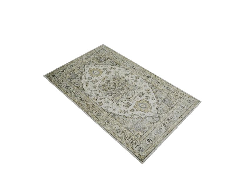 allen + roth Brookford 5 x 8 Wool Ivory Soft Green Indoor Medallion