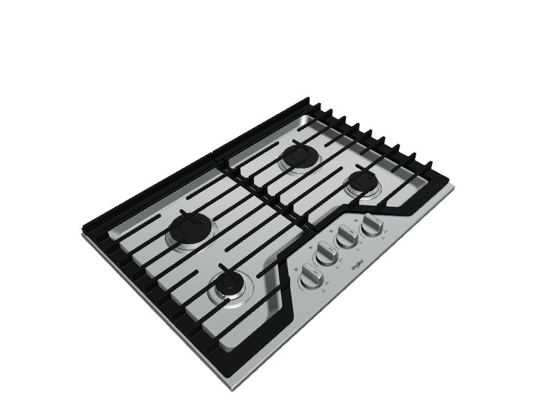 Whirlpool 30in 4 Burners Stainless Steel Gas Cooktop in the Gas