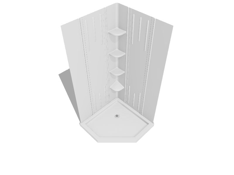 DreamLine DL-6040C-01 36x36 Neo-Angle Shower Base and QWALL-2