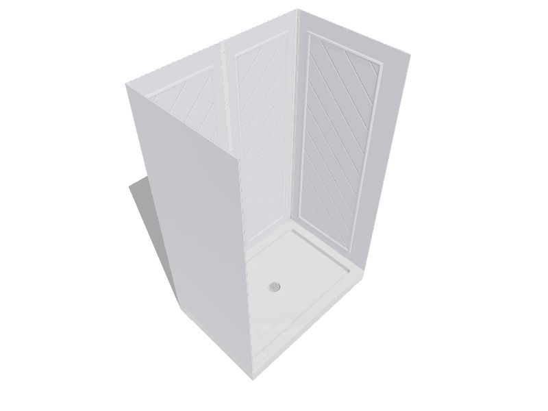 DreamLine DL-6070C-01 32D x 48W Center Drain Acrylic Shower Base and QWALL-5 Backwall Kit - White