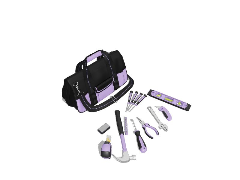 Essentials Tool Set with Zip-Up Bag, 32-Piece, Purple/White