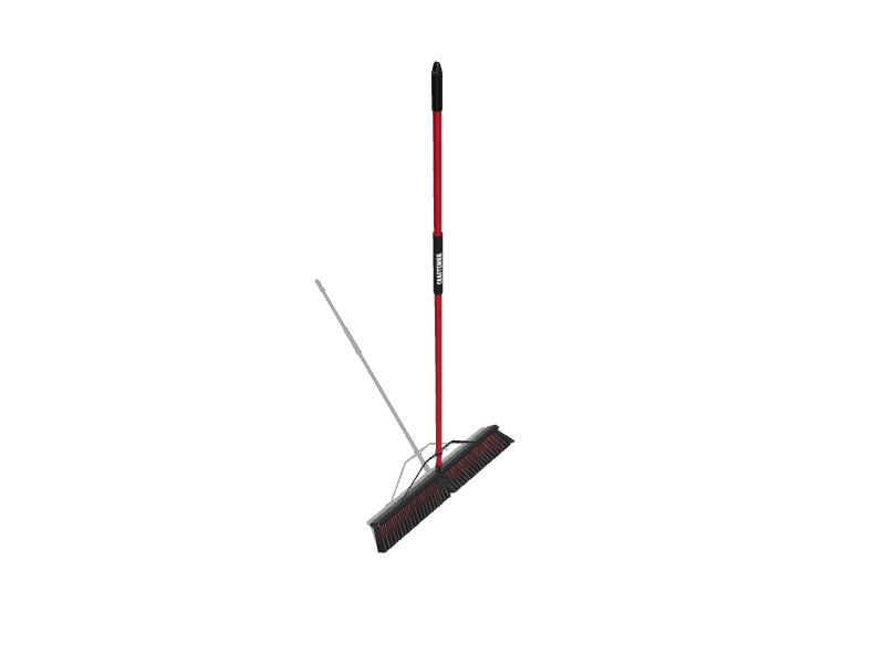 SWOPT 24” Floor Squeegee, 24” Multi-Surface Push Broom + 60 Eva Foam Comfort Grip Wooden Handle, Combo — 2 Cleaning Heads with Long Handle