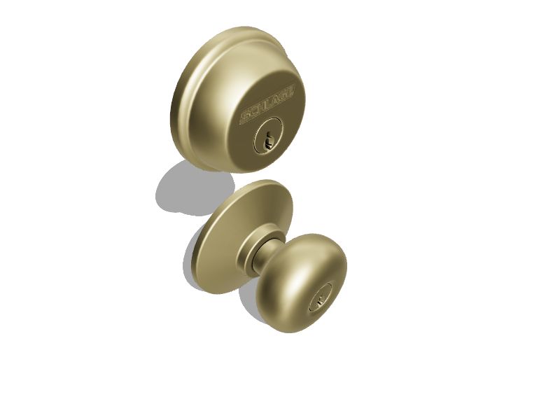 Schlage Bright Brass Single Cylinder Deadbolt and Plymouth Keyed