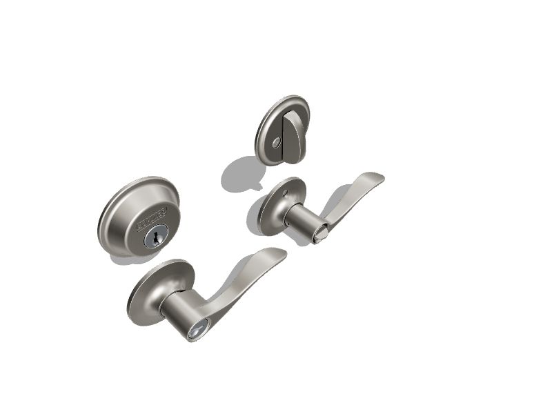 Schlage Flair Satin Nickel Single-Cylinder Deadbolt Exterior Keyed Entry  Door Handle Combo Pack in the Door Handles department at