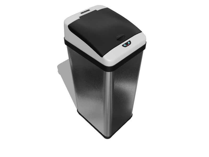 eModernDecor 13-Gallons Black Stainless Steel Touchless Kitchen Trash Can  with Lid Outdoor