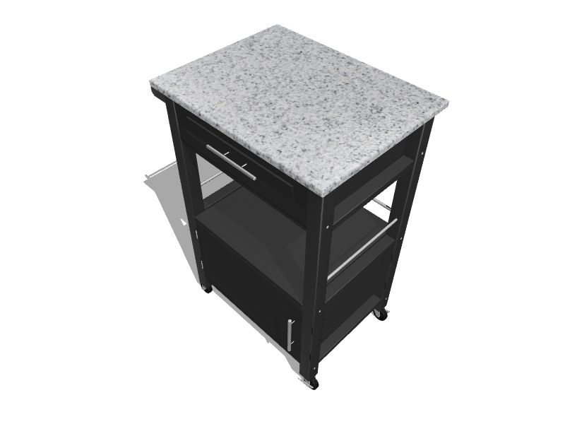 Linon Black Wood Base with Granite Top Rolling Kitchen Cart (18in x 27