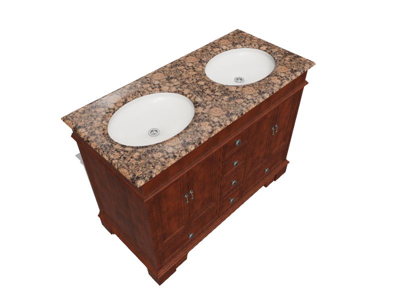 Silkroad Exclusive 48in Red Chestnut Undermount Double Sink Bathroom Vanity with Baltic Brown