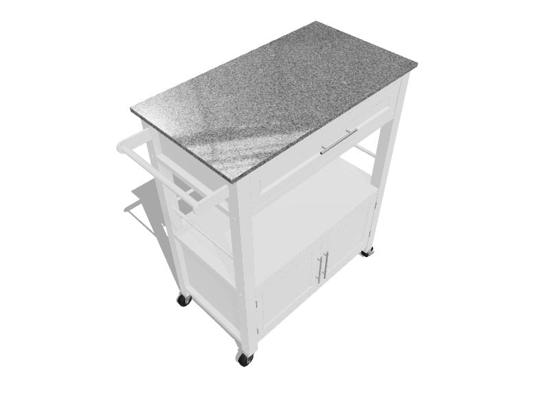 Linon White Wood Base with Granite Top Rolling Kitchen Cart (18in x 33in x 36in) in the