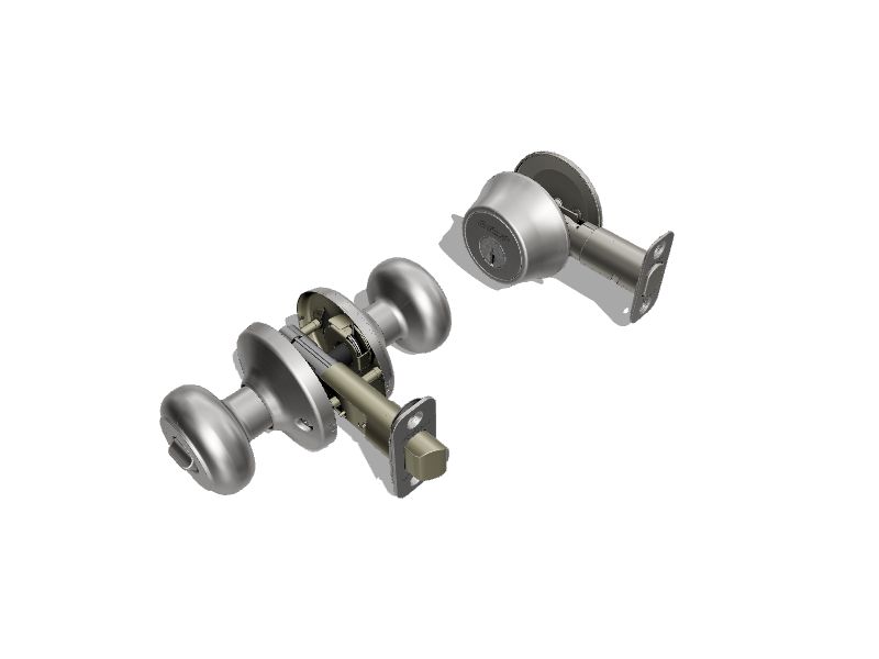 Kwikset Security Cove Satin Nickel Interior/Exterior Hall/Closet Passage  Door Knob with Antimicrobial Technology