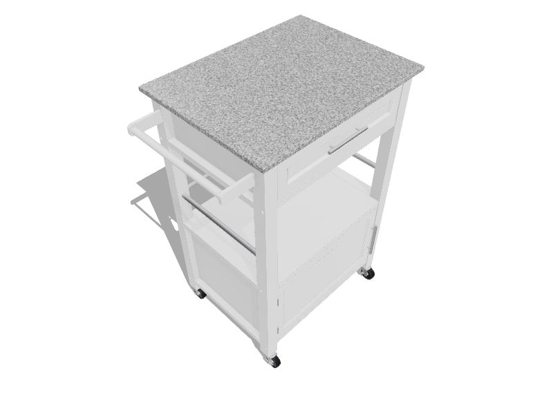 Linon White Wood Base with Mdf Granite Top Rolling Kitchen Cart (27in x 18in x 36in) in the