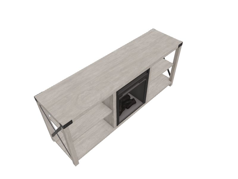 Walker Edison 60in W Gray Wash TV Stand with LED Electric Fireplace in