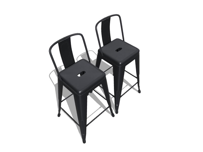 AC Pacific Set of 2 Matte Black 24-in H Counter height Stackable