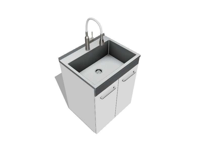 24 in. x 20 in. x 34.6 in. Stainless Steel Laundry/Utility Sink and Cabinet  with Faucet in White