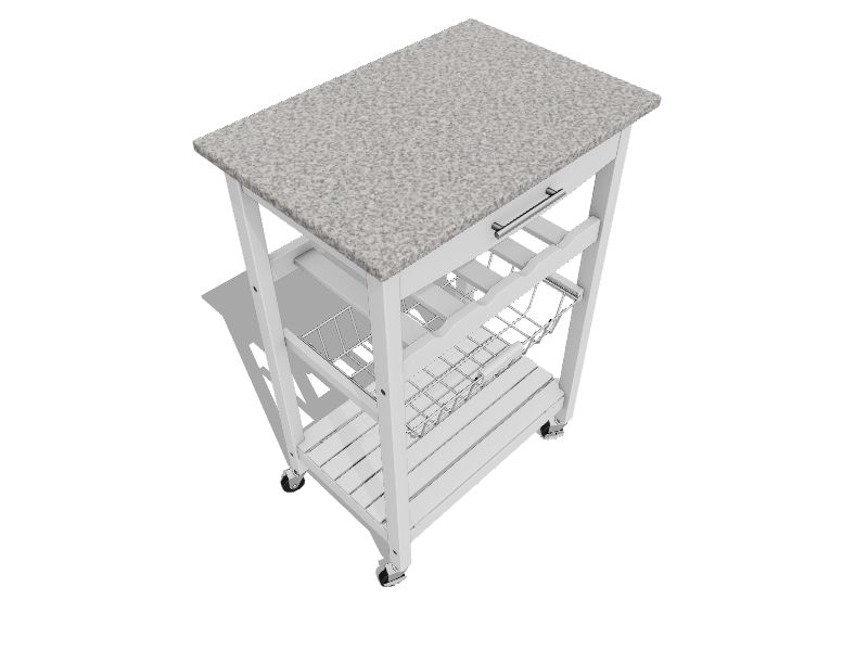 Linon White Wood Base with Granite Marble Top Rolling Kitchen Island