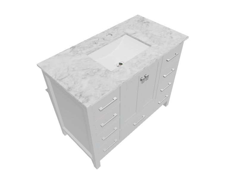 iKOU VA42WO Vienna 42 inch Engineered Stone Countertop Single Sink Bathroom Vanity with Power Bar and Drawer Organizer, White Oak at KBA Home Studio