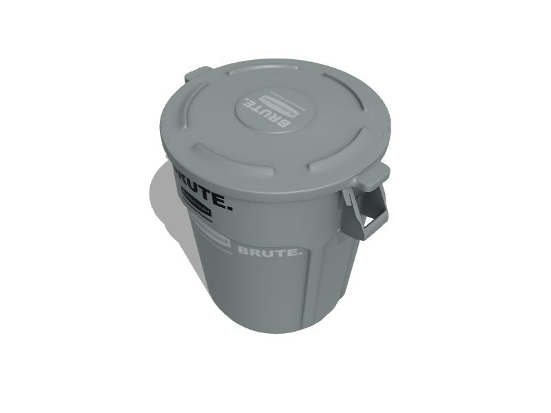 Rubbermaid 20 gal Grey Plastic BRUTE® Trash Receptacle - 19 1/2Dia x 22  7/8H