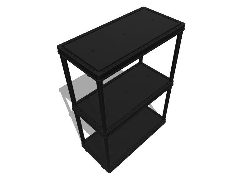 Gracious Living Plastic 3-Tier Utility (24-in W x 12-in D x 33-in H), Black  in the Freestanding Shelving Units department at