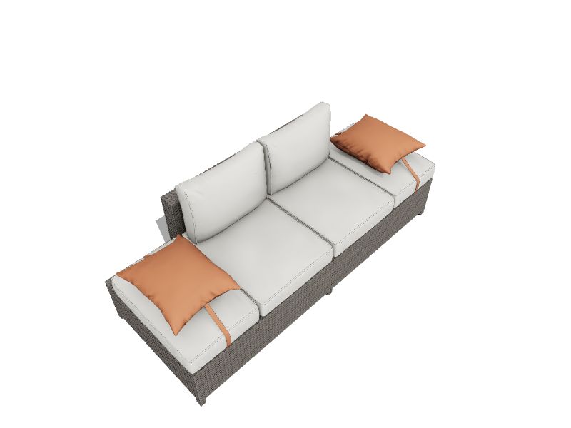 ACME FURNITURE Salena Wicker Outdoor Sofa White Cushion(S) and