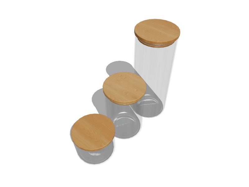 TRINITY | Small Glass Canisters w/Bamboo Lid | Set of 3