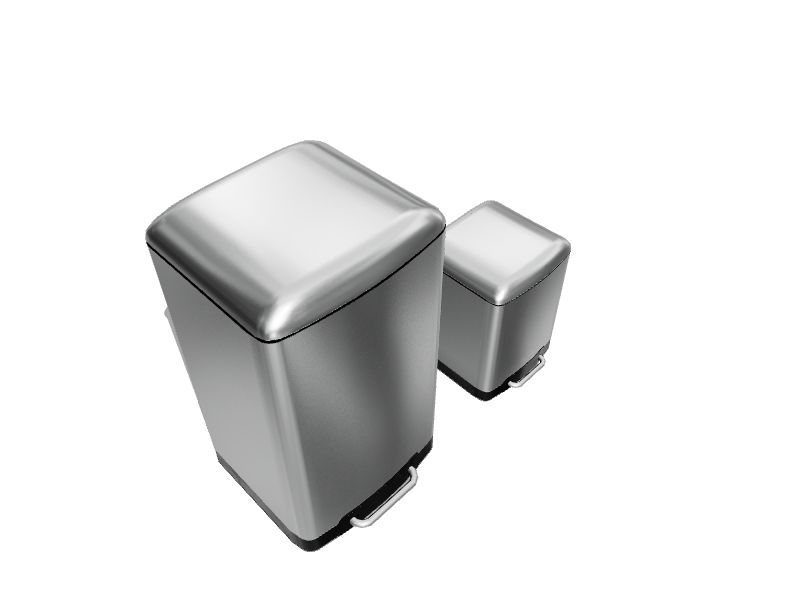 Rectangular, Stainless Steel, Soft-Close, Step Trash Can, 30 Liter / 7.9  Gallon, Satin Nickel Finished