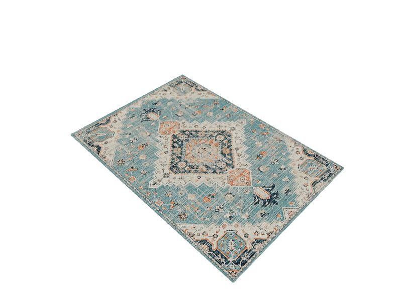 allen + roth Evelyn 2 X 8 (ft) Blue Indoor Geometric French Country Runner  Rug in the Rugs department at