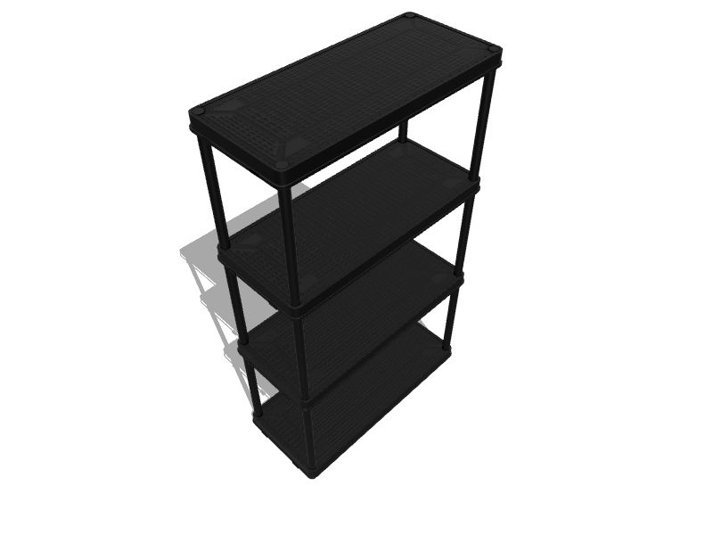 Gracious Living 4 Shelf Fixed Height Ventilated Medium Duty Shelving Unit +  4 10-Gallon Storage Bins & Lids for Home, Garage, or Basement, Black