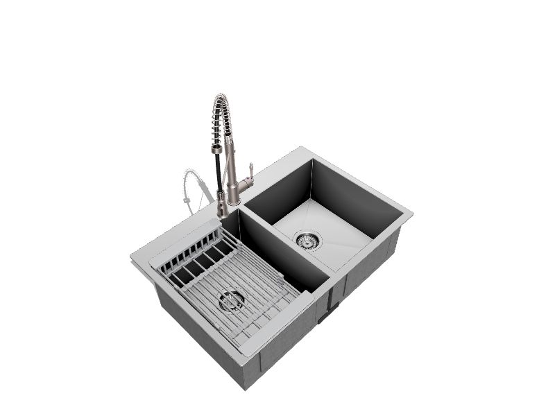 AKDY 33 L x 22 W Drop-In Kitchen Sink with Adjustable Tray and