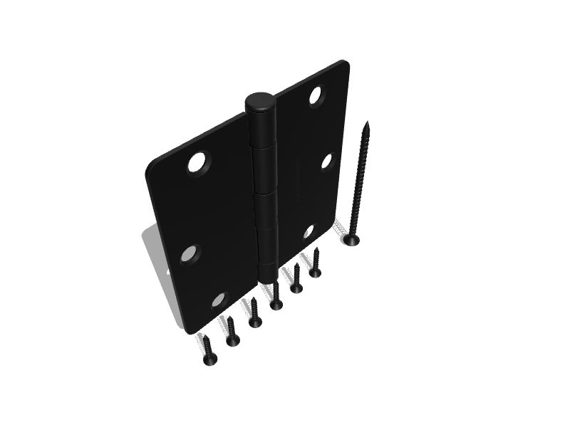 RELIABILT 3-1/2-in H x 5/8-in Radius Matte Black Mortise Interior Door  Hinge (3-Pack)