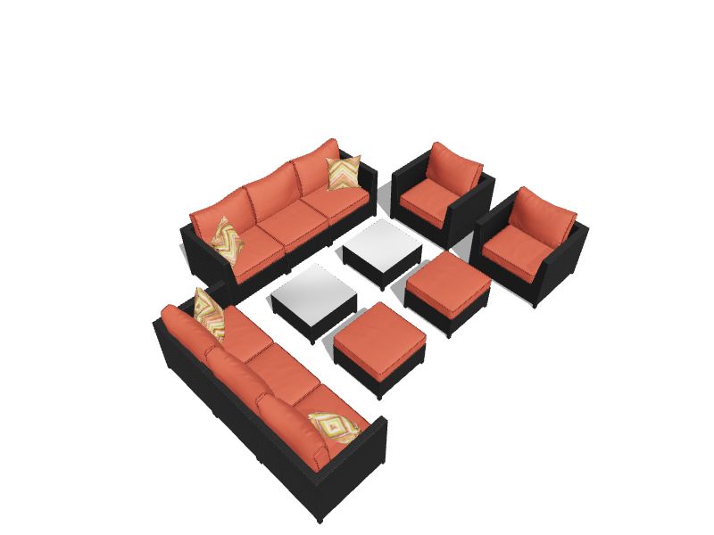 Ovios New king 12Piece Rattan Patio Conversation Set with Orange