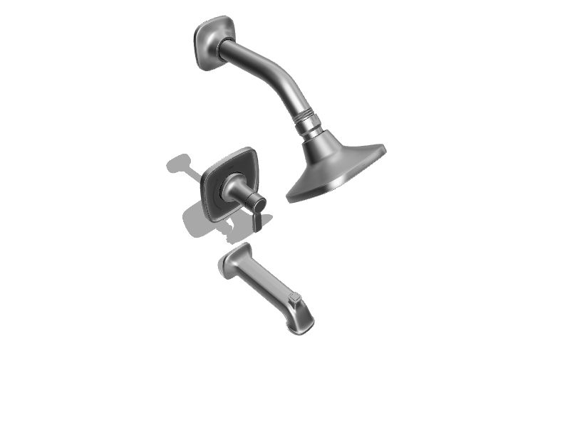 KOHLER Ealing Vibrant Brushed Nickel 1handle Multifunction Square Bathtub and Shower Faucet