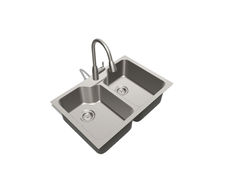 American Standard Sullivan Drop-In 33-in x 22-in Stainless Steel Double  Offset Bowl 2-Hole Kitchen Sink All-in-one Kit in the Kitchen Sinks  department at