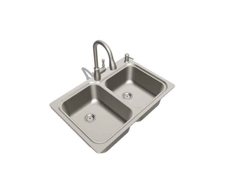 Moen Lainie Dual-mount 33-in x 22-in Stainless Steel Double Offset Bowl  2-Hole Kitchen Sink All-in-one Kit in the Kitchen Sinks department at