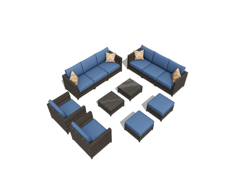 Ovios New king 12Piece Rattan Patio Conversation Set with Blue