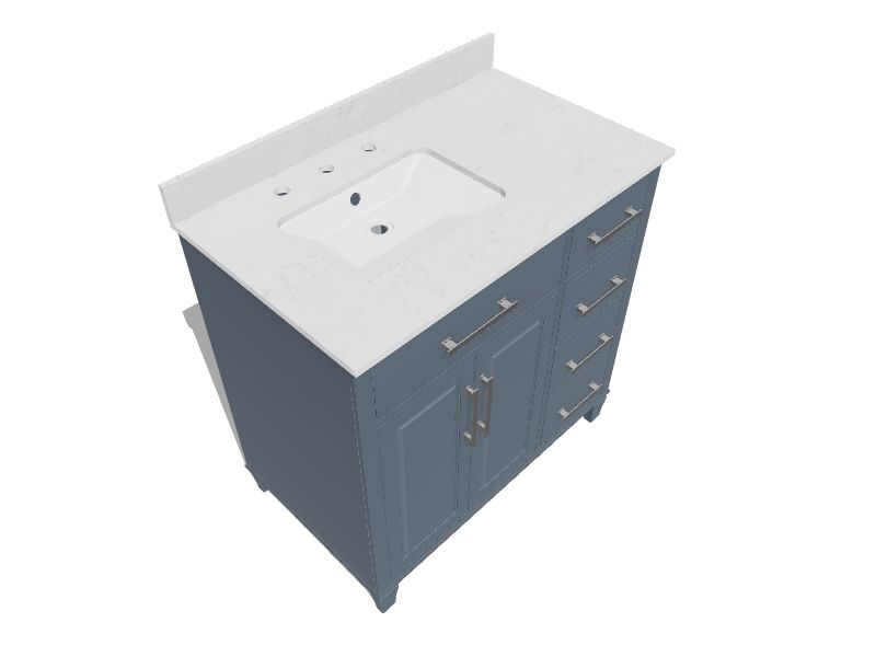 allen + roth Brookview 36-in Slate Blue Undermount Single Sink Bathroom  Vanity with Carrara Engineered Marble Top at